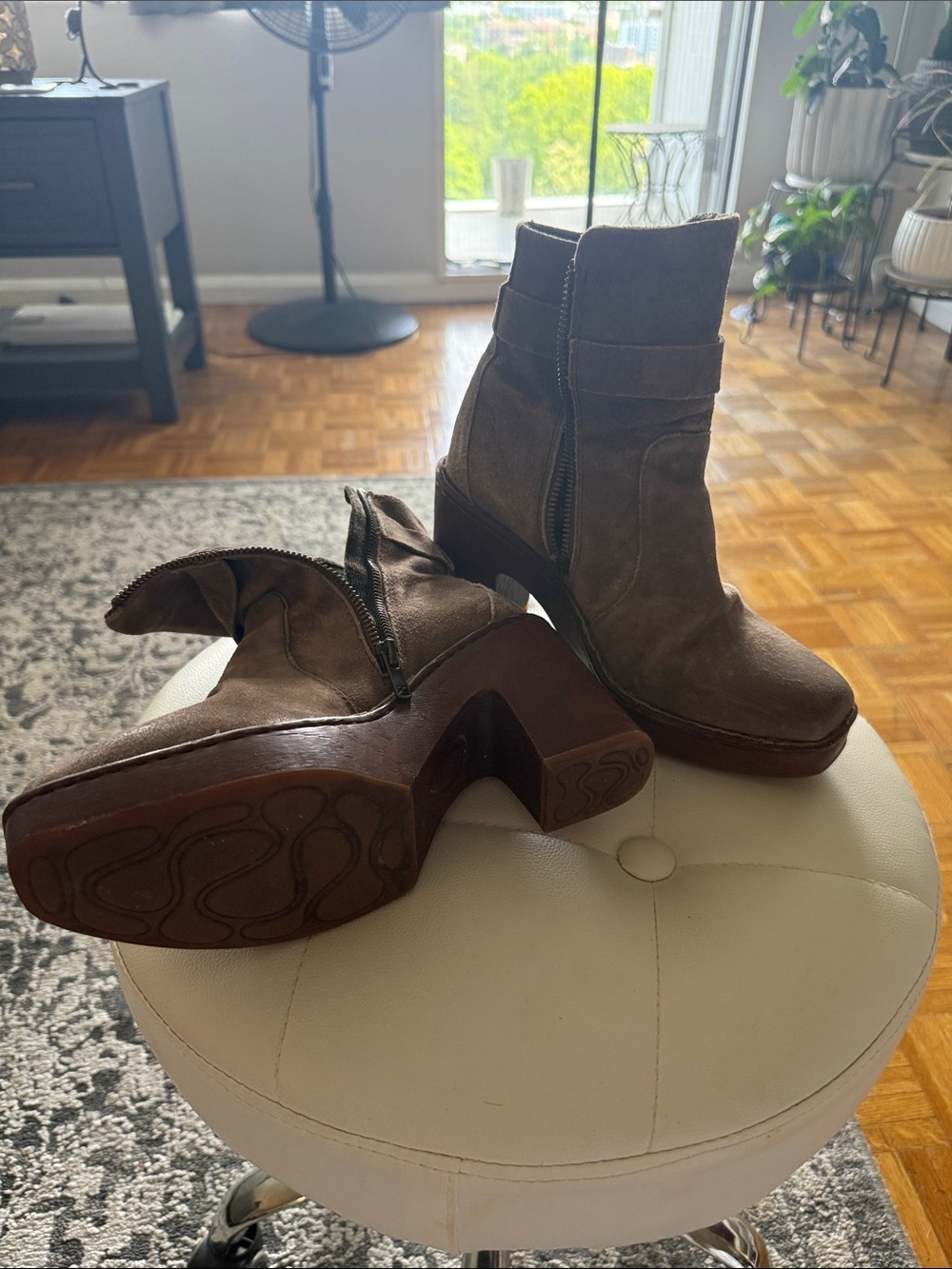 Born Brown Suede Ankle Booties with Side Zip